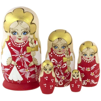 Σετ 5 μπαμπούσκες με σχέδια πυρογραφίας 15 εκ. AZHNA