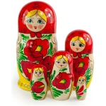 Σετ 5 Μπαμπούσκες Κλασσικές Κόκκινο-Κίτρινο Semenovskaya 18,5 εκ. AZHNA (MS0504ry)