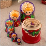 Μεγάλο Σετ 7 Μπαμπούσκες Κόκκινες-Μωβ με Παπαρούνες 21 εκ. AZHNA (MS07KojN-02)