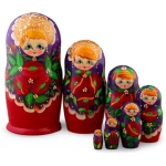 Μεγάλο Σετ 7 Μπαμπούσκες Κόκκινες-Μωβ με Παπαρούνες 21 εκ. AZHNA (MS07KojN-02)