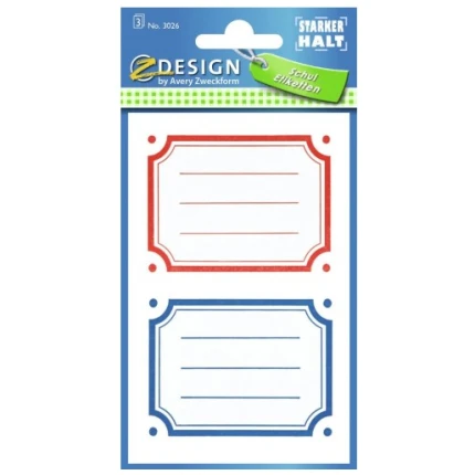 Ετικέτες Μπλε και Κόκκινο αυτοκόλλητες 3 Φύλλα Χ 2