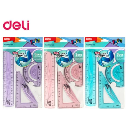 Deli Σετ Γεωμετρίας Εύκαμπτο 20cm 3τεμ. Twistme 2 χρώματα (EH22)