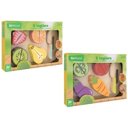 Σανίδα κοπής με ξύλινα φρούτα - λαχανικά (2 σχέδια) GLOBO (41688)