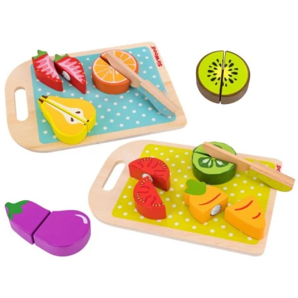 Σανίδα κοπής με ξύλινα φρούτα - λαχανικά (2 σχέδια) GLOBO (41688)