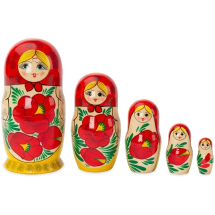 Σετ 5 Μπαμπούσκες Κλασσικές Κόκκινο-Κίτρινο 18 εκ. AZHNA (MS0504ry)