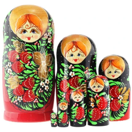 Σετ 7 Μπαμπούσκες με Μαύρα και Κόκκινα Μούρα 23 εκ. AZHNA (MS07pahN-10)