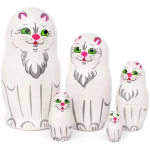 Σετ 5 Μπαμπούσκες Άσπρες Γάτες 10