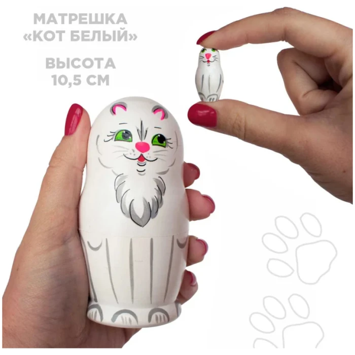 Σετ 5 Μπαμπούσκες Άσπρες Γάτες 10